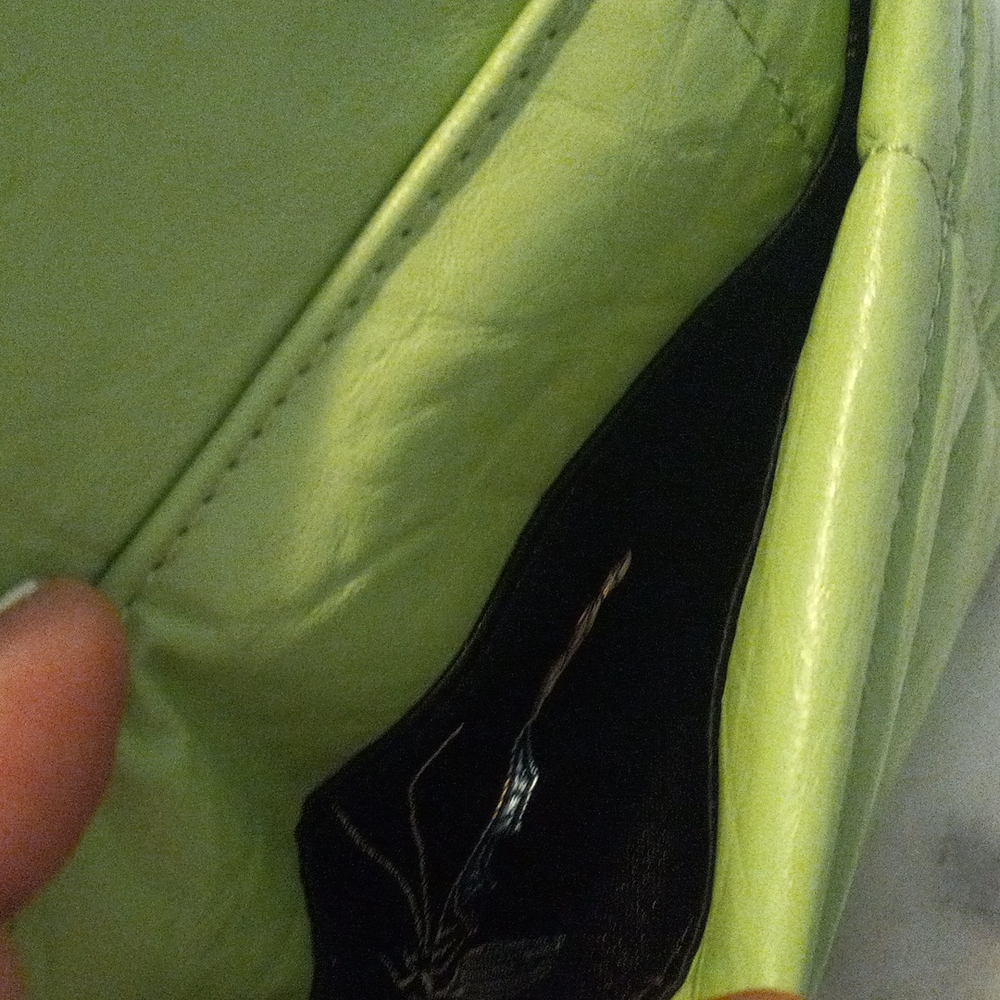 Songmont Lime Green Quilted Mini Bag with Gold Chain - Picture 9 of 10